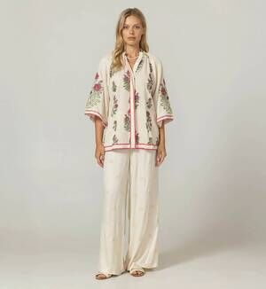 NEW MISS JUNE PARIS grace floral blouse in ecru